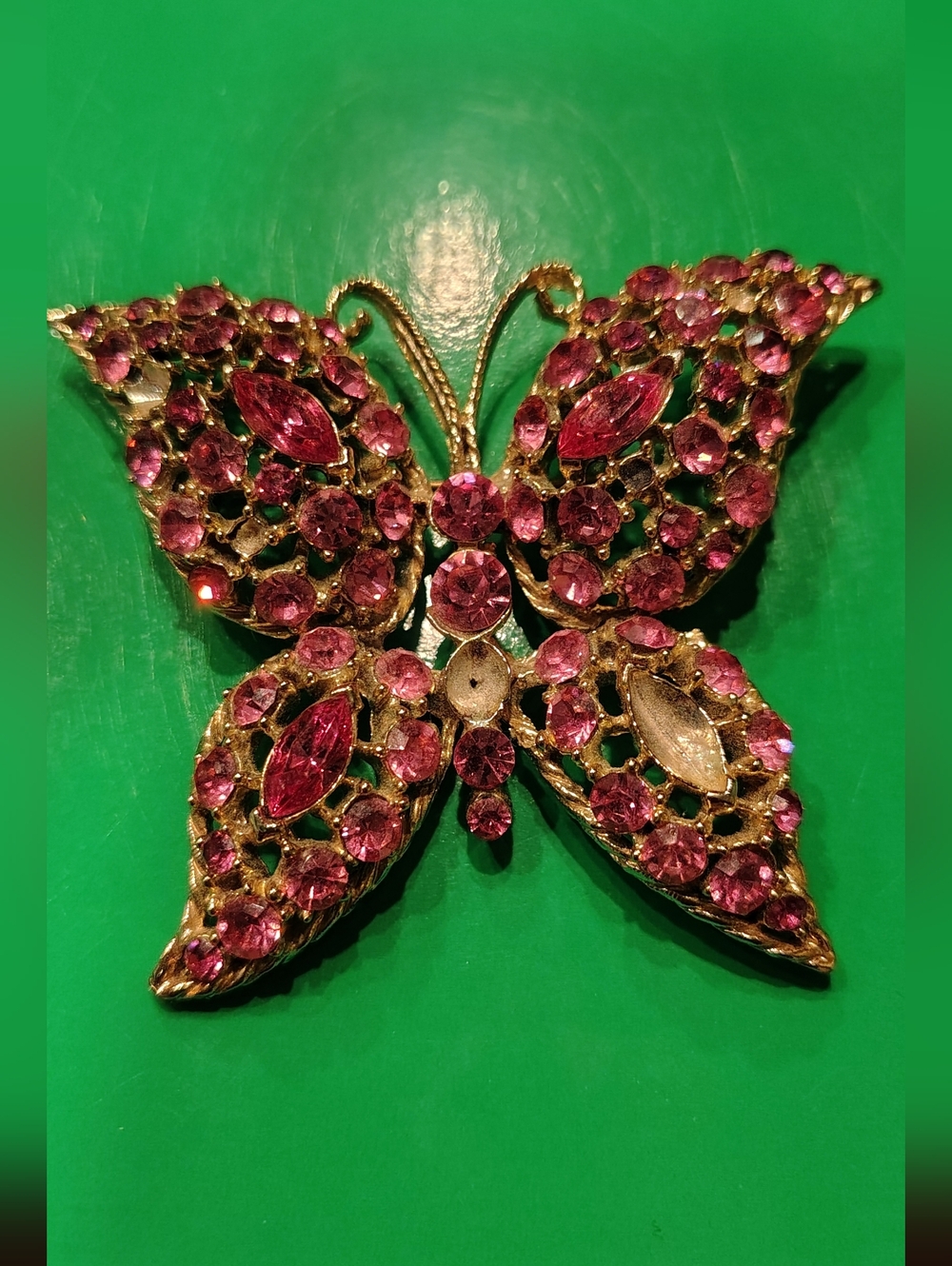 Vintage Rhinestone Butterfly Brooch Pin